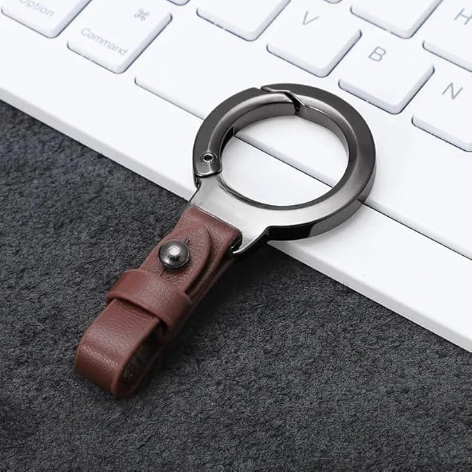 Leather Key Ring Holder with Quick Release Carabiner, Brown-picture-19