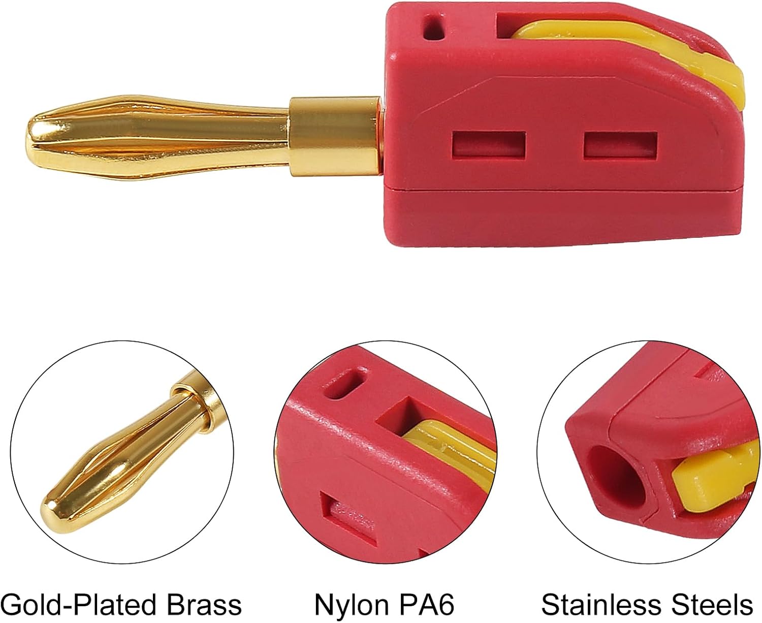 20Pcs 4mm Banana Plug Quick Connect Speaker Wire Connectors 32A 250V, Insulated Banana Sockets for Home Theater Audio -Red Black