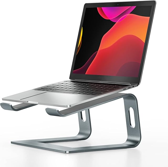 NULAXY Laptop Stand for Desk, Aluminum Laptop Riser, Ventilated Computer Stand Compatible with MacBook Pro/Air, Dell XPS, HP, Lenovo More 10-15.6 Laptops(Grey)