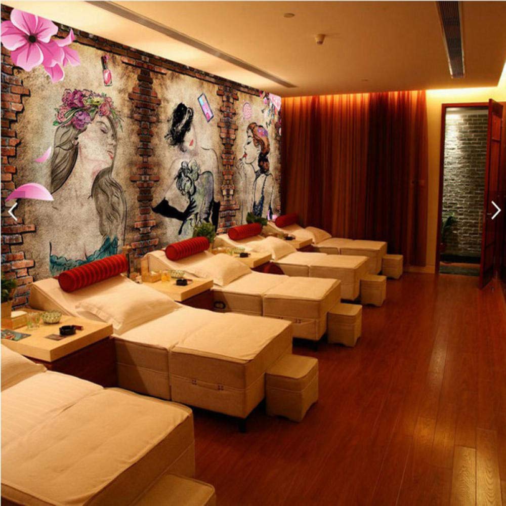 Persönlichkeit Retro Brick Pattern Koreanische Kosmetik Set Makeup Wenxiu Hintergrund Tapete Nagel Salon Beauty Salon Wa Tapete Wanddekoration fototapete 3d Vlies wandbild Schlafzimmer-300cm×210cm