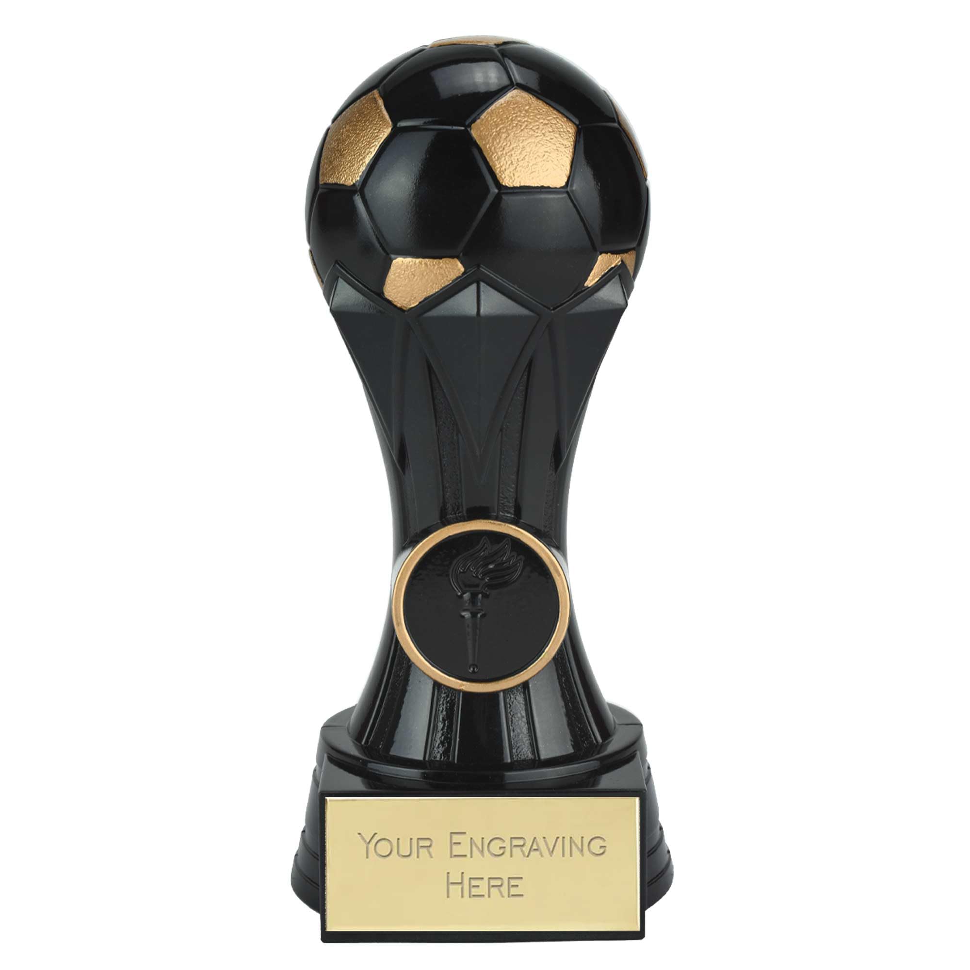 TROPHIESPLUSMEDALS Personalised Black Football Column Trophy - Free Engraving | 15cm | Man of the Match & Sports Reward