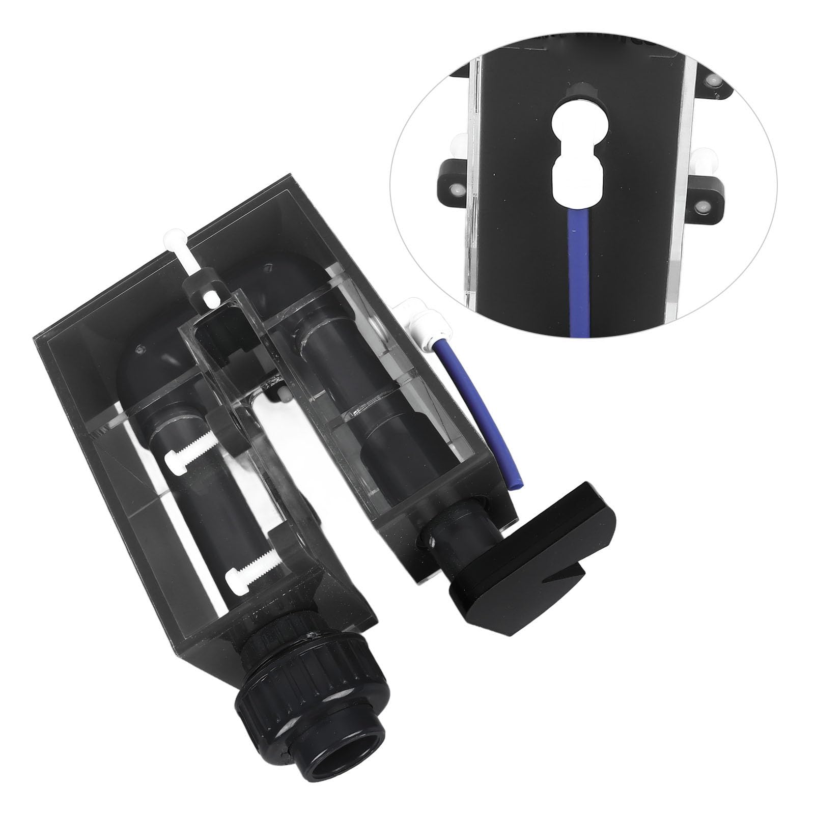 HEEPDD Scatola di Troppopieno in Acrilico per Acquario, Filtro per Vasca Montato a Parete, Migliora la Circolazione dell'acqua per Acquari d'acqua Dolce e Salata (BLACK)
