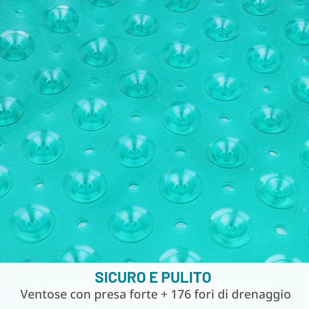 Wimaha tappetino da bagno antiscivolo, resistente alla muffa, BPA free, tappetino da doccia, tappetino da bagno, lavabile in lavatrice, idea per i bambini e più anziani, 100x40cm,Teal
