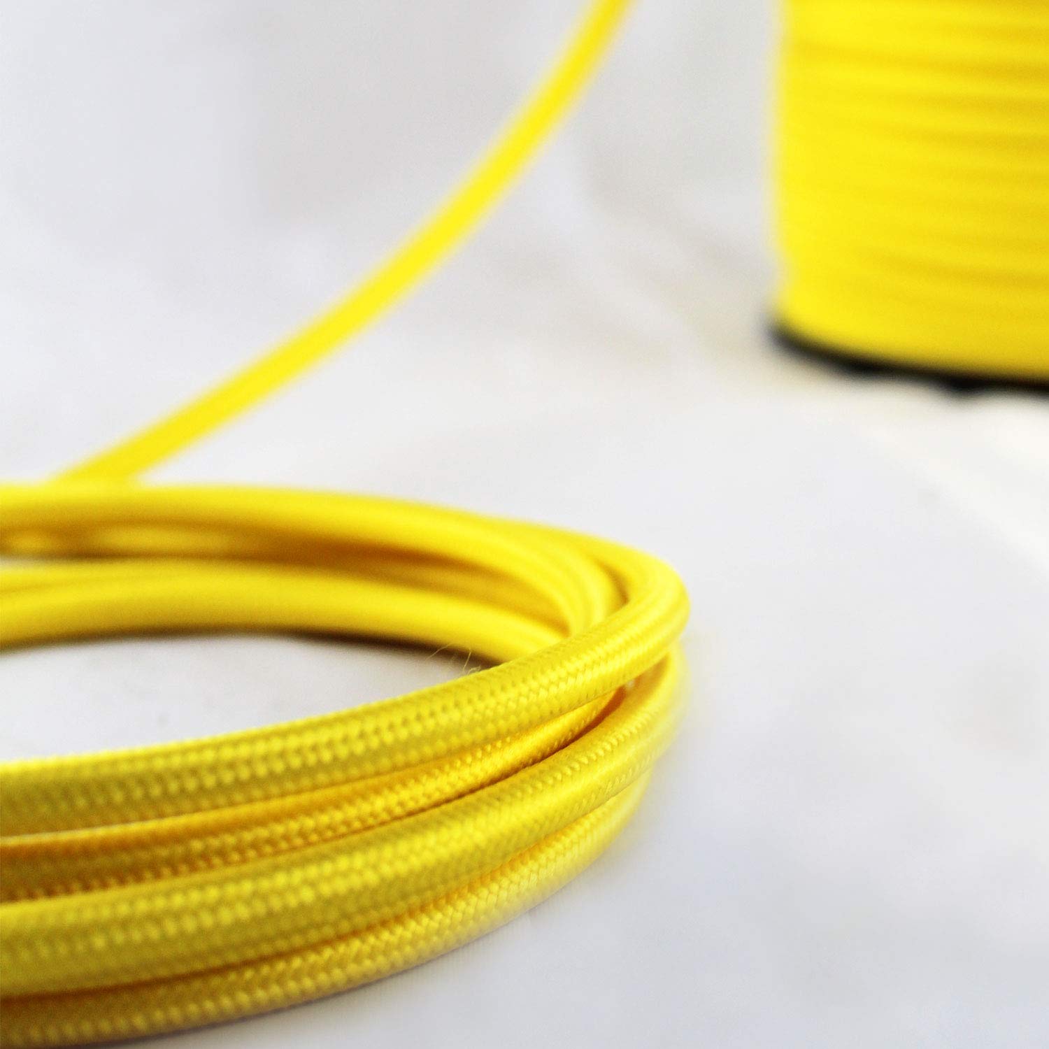 smartect Braided Cable, Yellow, 5 Metres 3 Core Electrical Cable (3 x 0.75mm²) Vintage Fabric Electrical Wire for your DIY project - Image 2