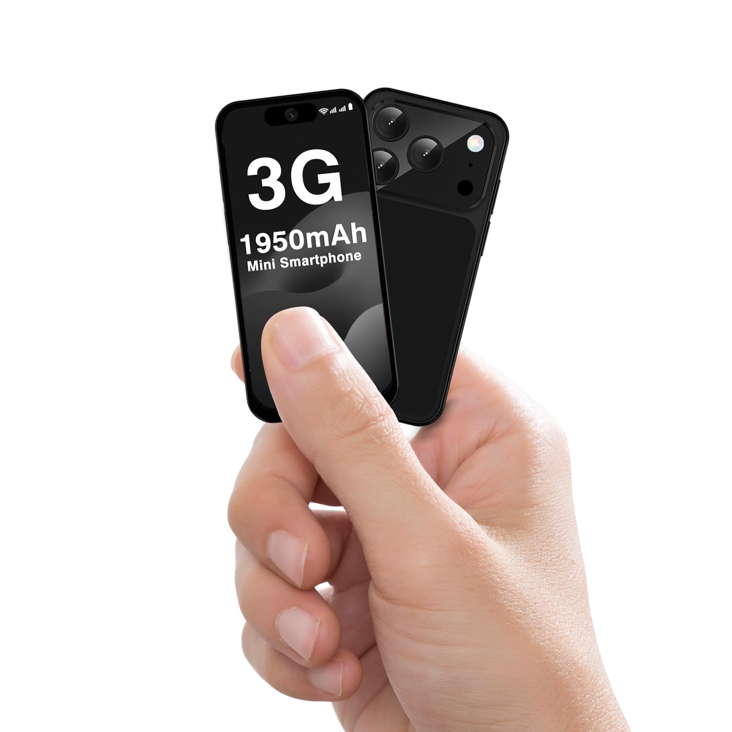 3G - Mini cellulare sbloccato, Dual SIM, riconoscimento facciale, display HD da 3,88 pollici, carino e pratico secondo cellulare, piccolo smartphone per bambini e studenti (Nero-3G)