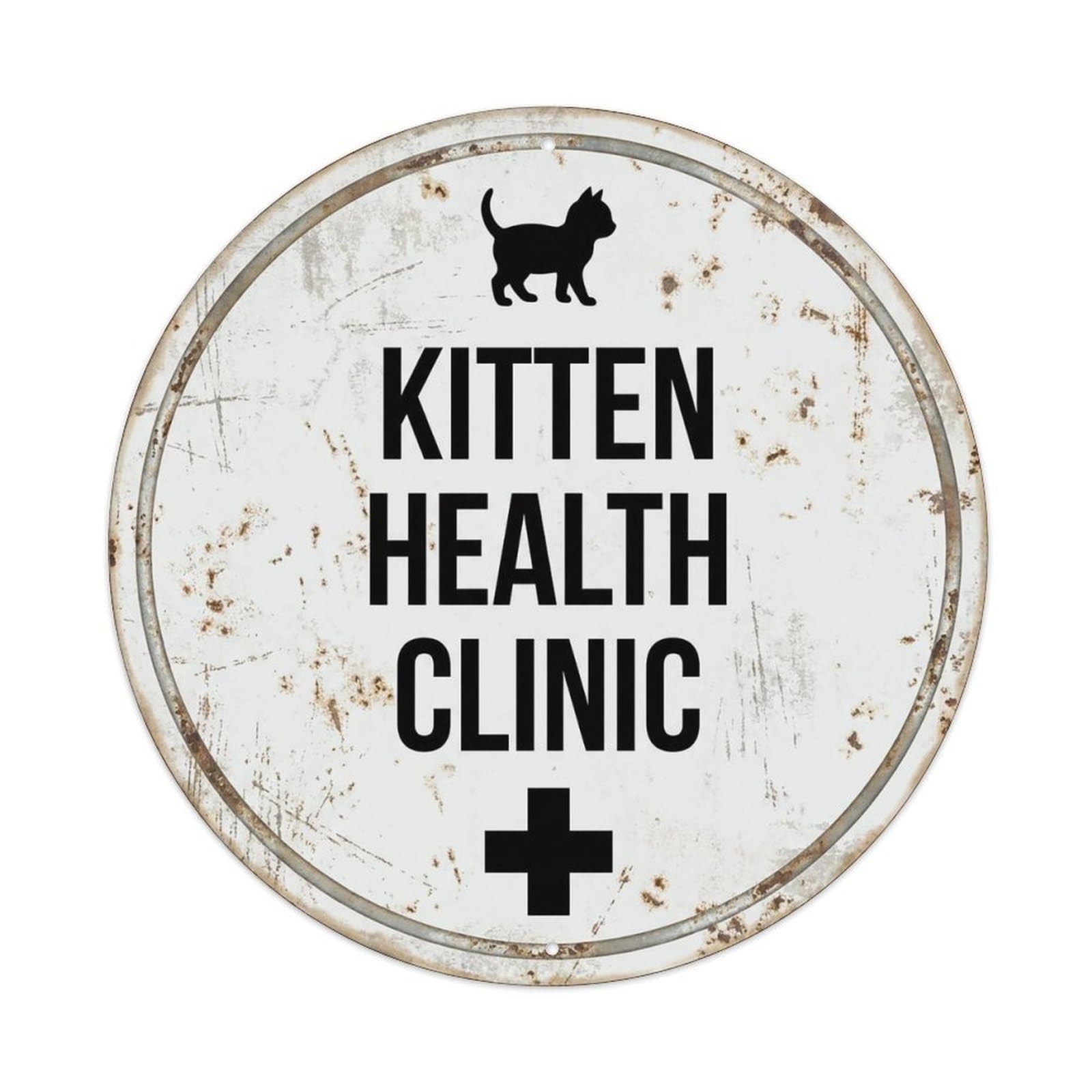 Vintage Kitten Health Clinic Decor Metal Tin Sign