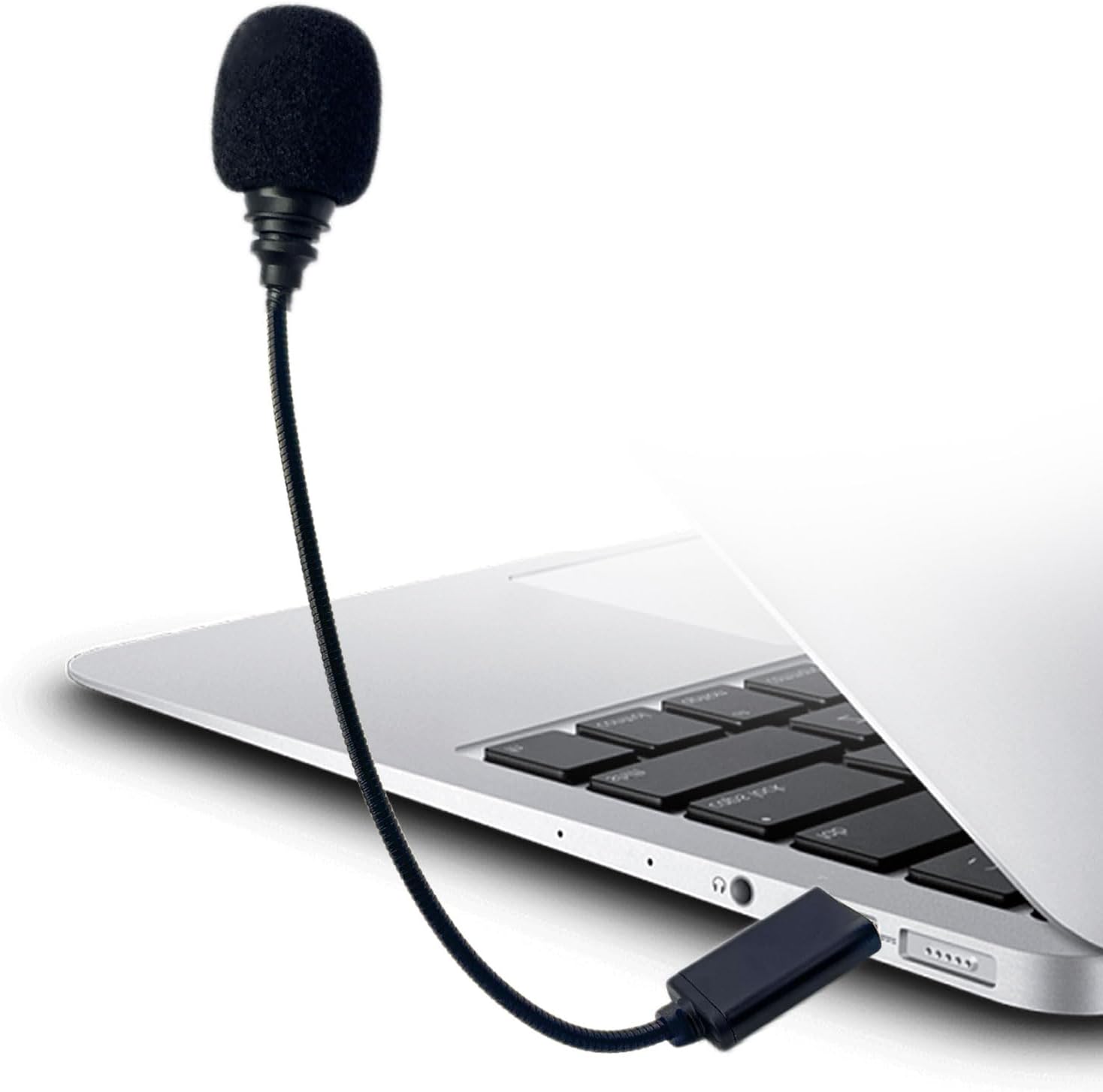 Mini USB Microphone for Computer, USB-A Interface with Gooseneck Compatible with PC and Mac for Meeting Call Voice, Plug & Play (Black)