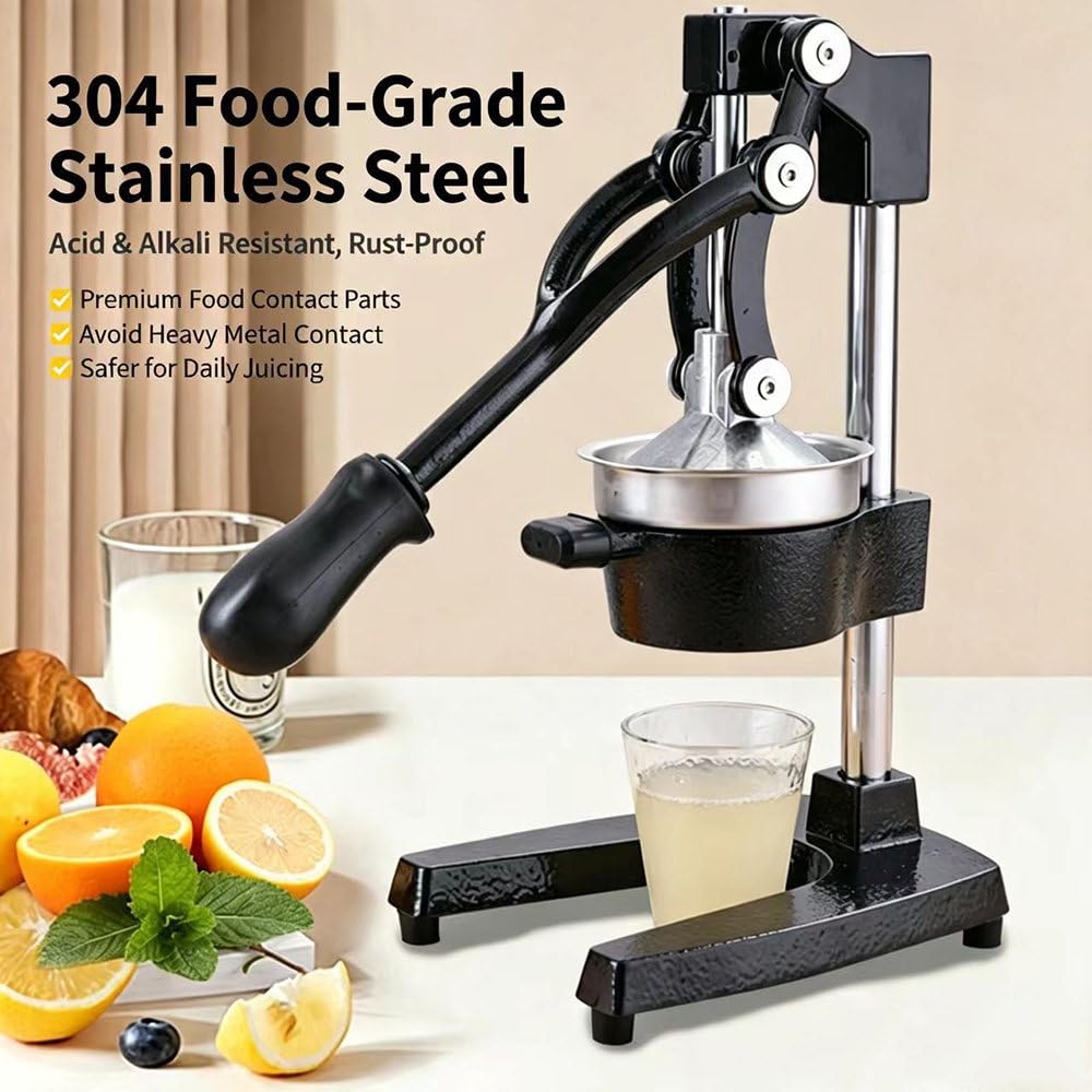 Presse-Agrumes Manuel en Acier Inoxydable 304, Presse-Fruits Robuste NéCessitant Peu D'Effort, Extracteur De Jus Manuel DéMontable Et Facile à Nettoyer pour Usage Domestique Ou Commercial.