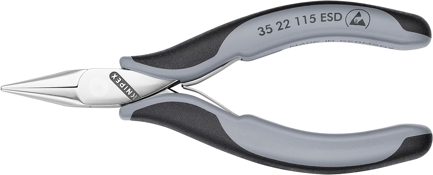 KNIPEX Szczypce ESD dla elektroników ze złączem wsuwkowym z osłonkami wielokomponentowymi 115 mm, 35 22 115 ESD