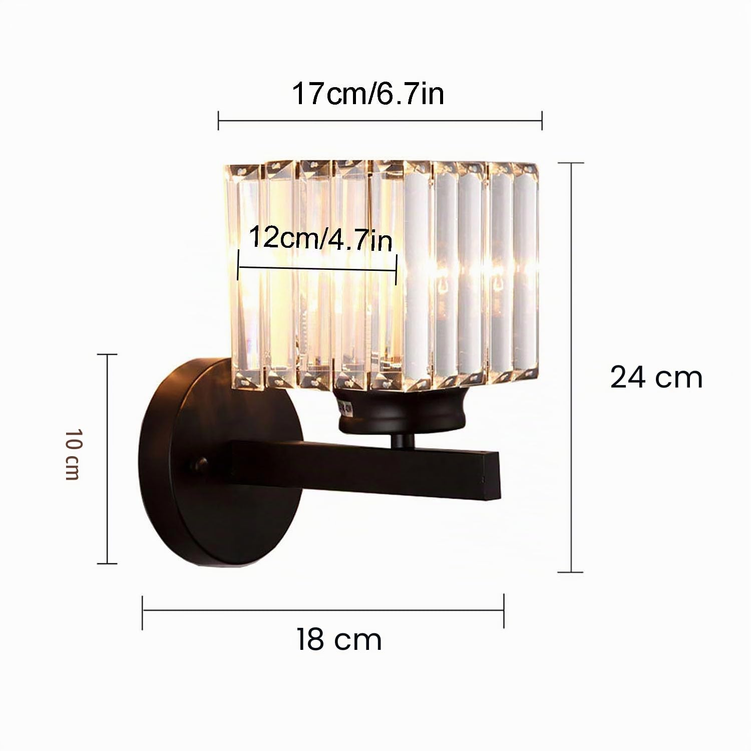Lámpara de pared de cristal retro para interiores, E27 moderna lámpara de pared para dormitorio LED, lámpara de pared de cristal negro para salón, pasillo, comedor