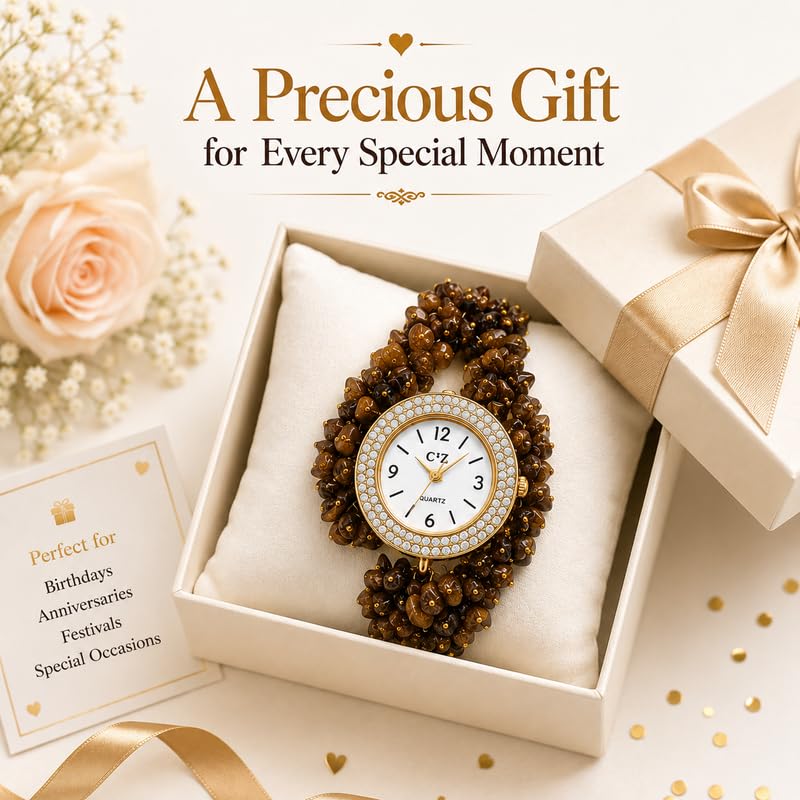 Image of Inspired Natural Gemstone Bracelet Watch for Women