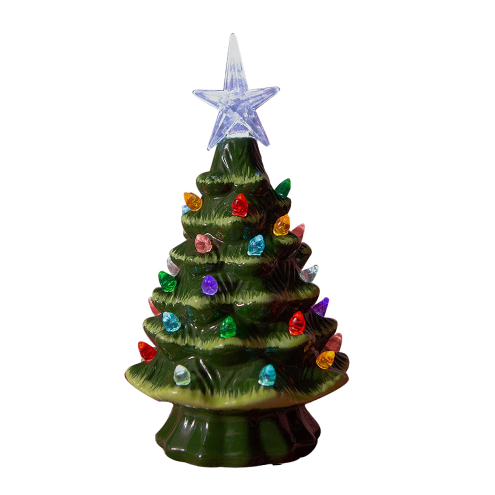 carotoe Multiple Color Lights Ceramic Christmas Tree Tabletop Decoration Festival Desktop Ornament Holiday Table Centerpiece Space Saving Christmas Tree