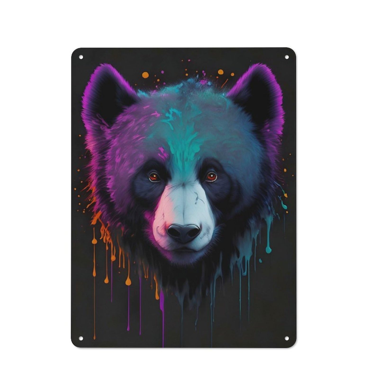 Junmoney Panda Portrait 40X30cm Rustic Metal Sign With For Guest Room Or Hallway, For Vintage Wall Decor Fans, For Metal Sign Collectors