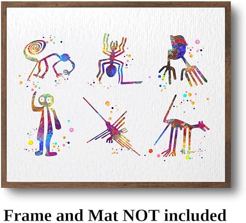 Miniatura 4 de Dignovel Studios Póster de impresión artística de acuarela antigua de 8 x 10 líneas de Nazca Perú geoglifos misterio desierto paisaje antiguo DN711