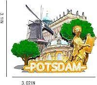 Vista 3 de Alemania Potsdam imán de nevera de madera 3D hitos de viaje coleccionables recuerdos decoración hecha a mano -293