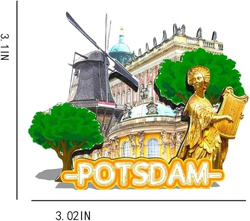 Miniatura 3 de Alemania Potsdam imán de nevera de madera 3D hitos de viaje coleccionables recuerdos decoración hecha a mano -293