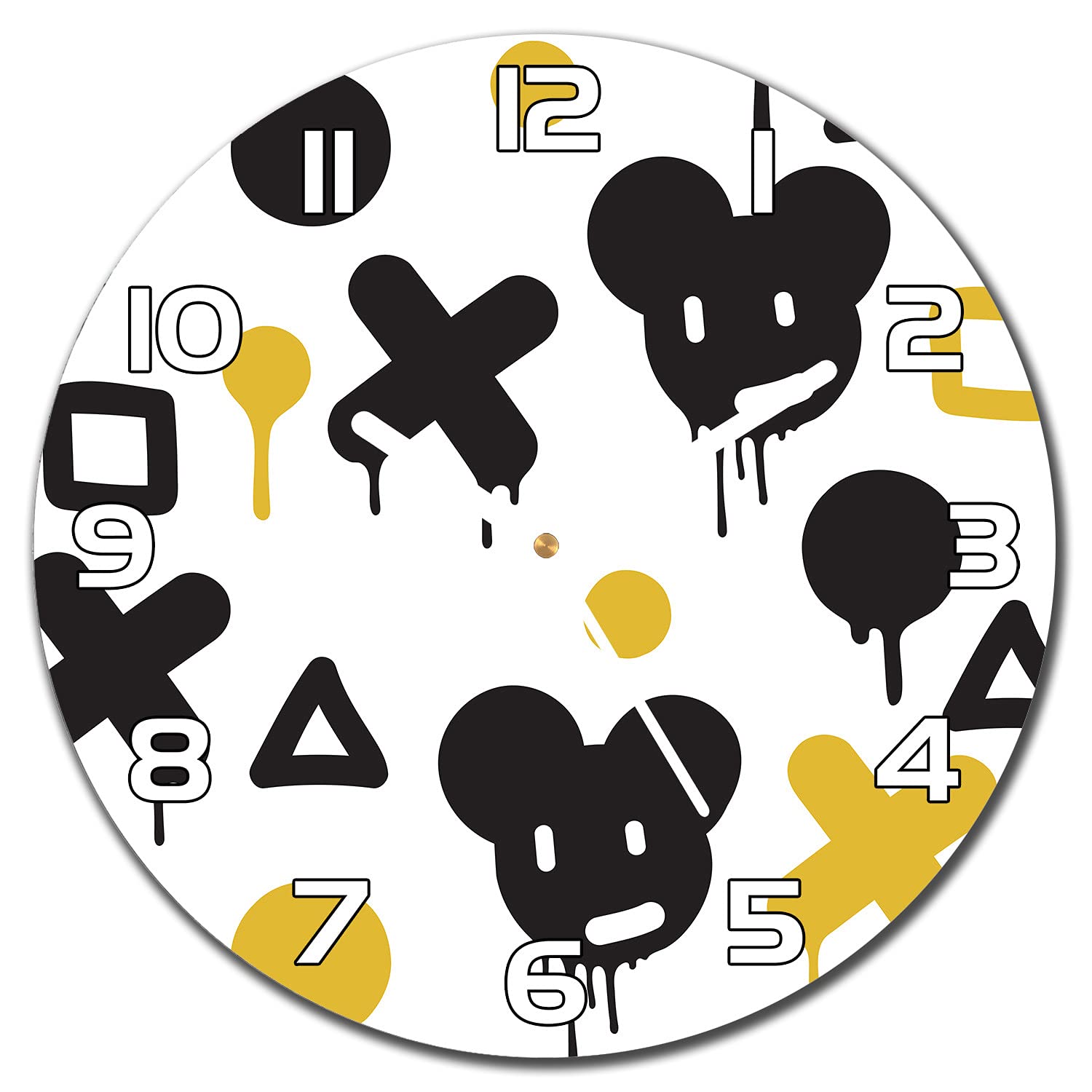 Horloge en verre 30 cm Graffiti avec aiguilles blanches Coloray pour décoration murale moderne