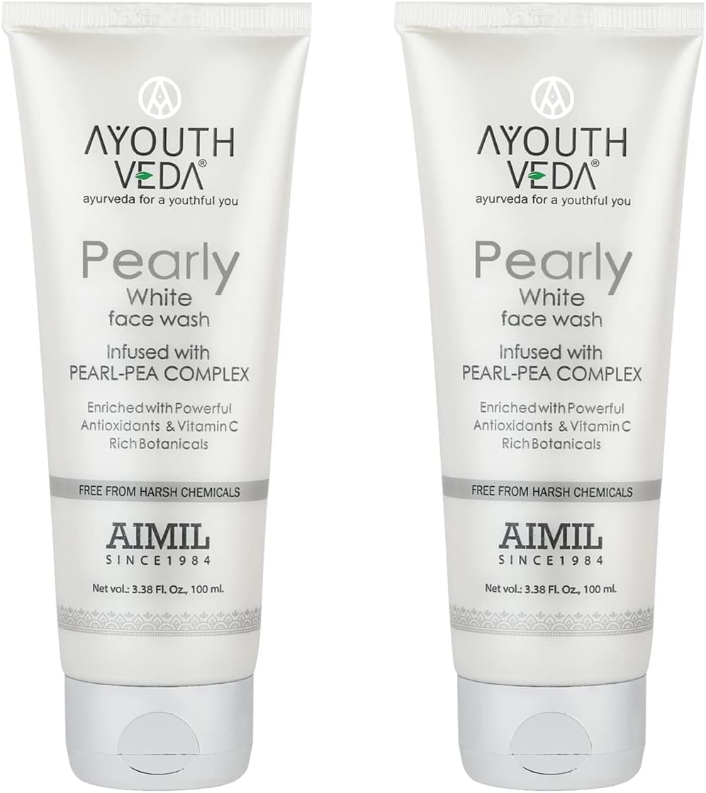 Ayouthveda Pearly White Face Wash 100 ML | Best Skin Whitening face Wash for Women and Men | Enriched With Antioxidants & Vitamin C| Suitable For Normal & Oily Skin (Pack Of 2, 100ml each)