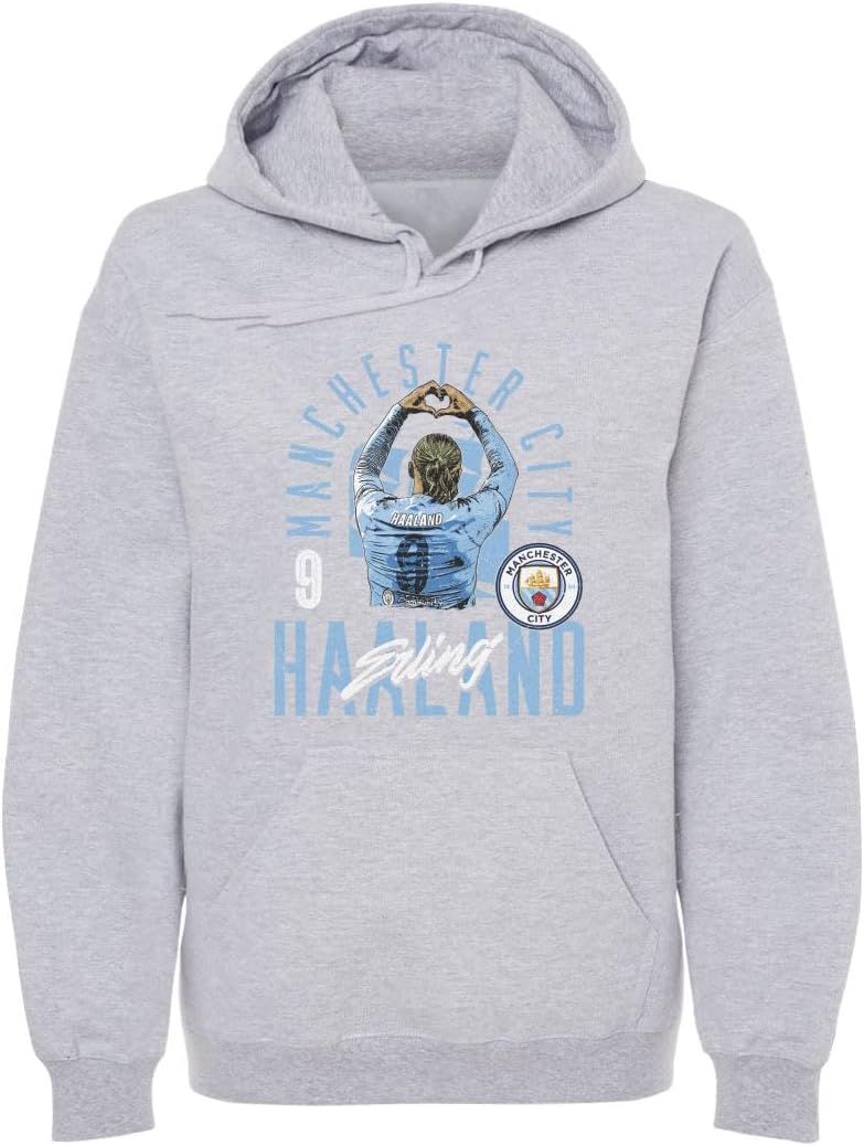 500 LEVEL Erling Haaland Manchester City Men's Hoodie Sweatshirt - Erling Haaland Manchester City Arch