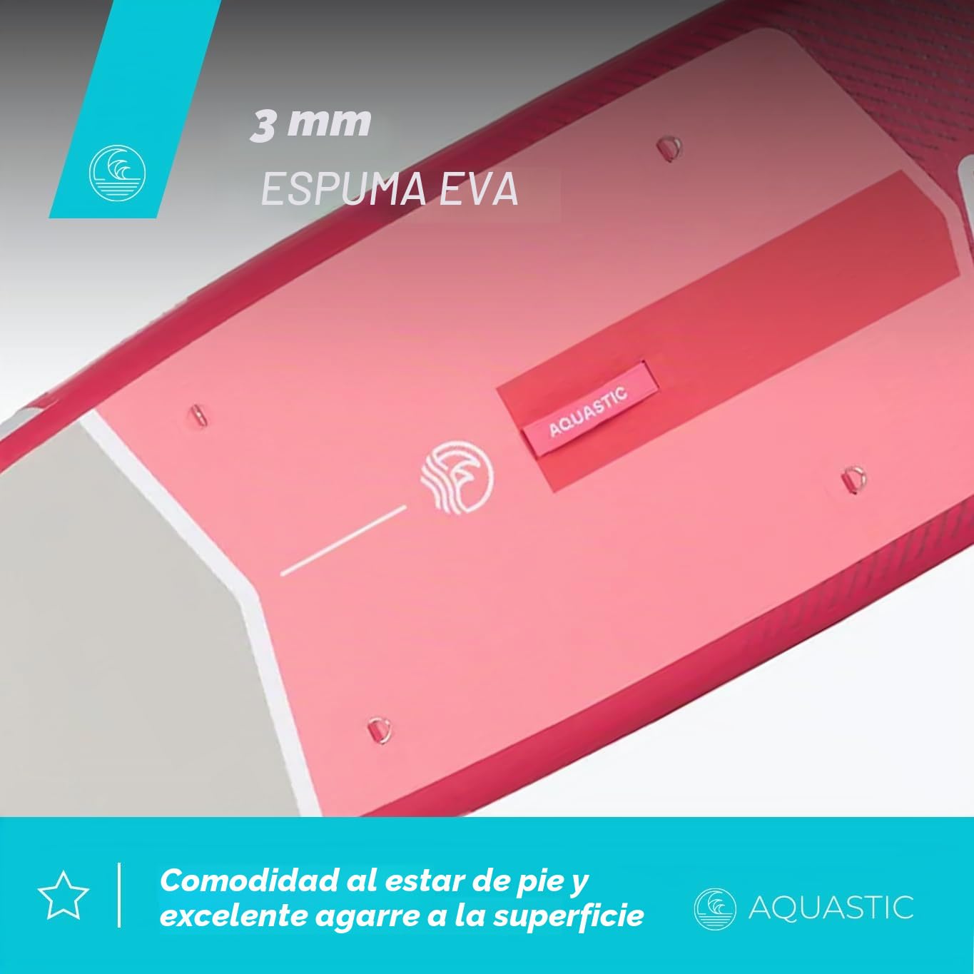 AQUASTIC Perth 9'10″ Tabla Hinchable de Sup | Forma Integral | Drop Stitch Lite | 300 × 76 × 12 cm | Desplazamiento de 320 L | Carga máxima de 100 kg | Espuma EVA 3 mm | Mango de Anillo en D |