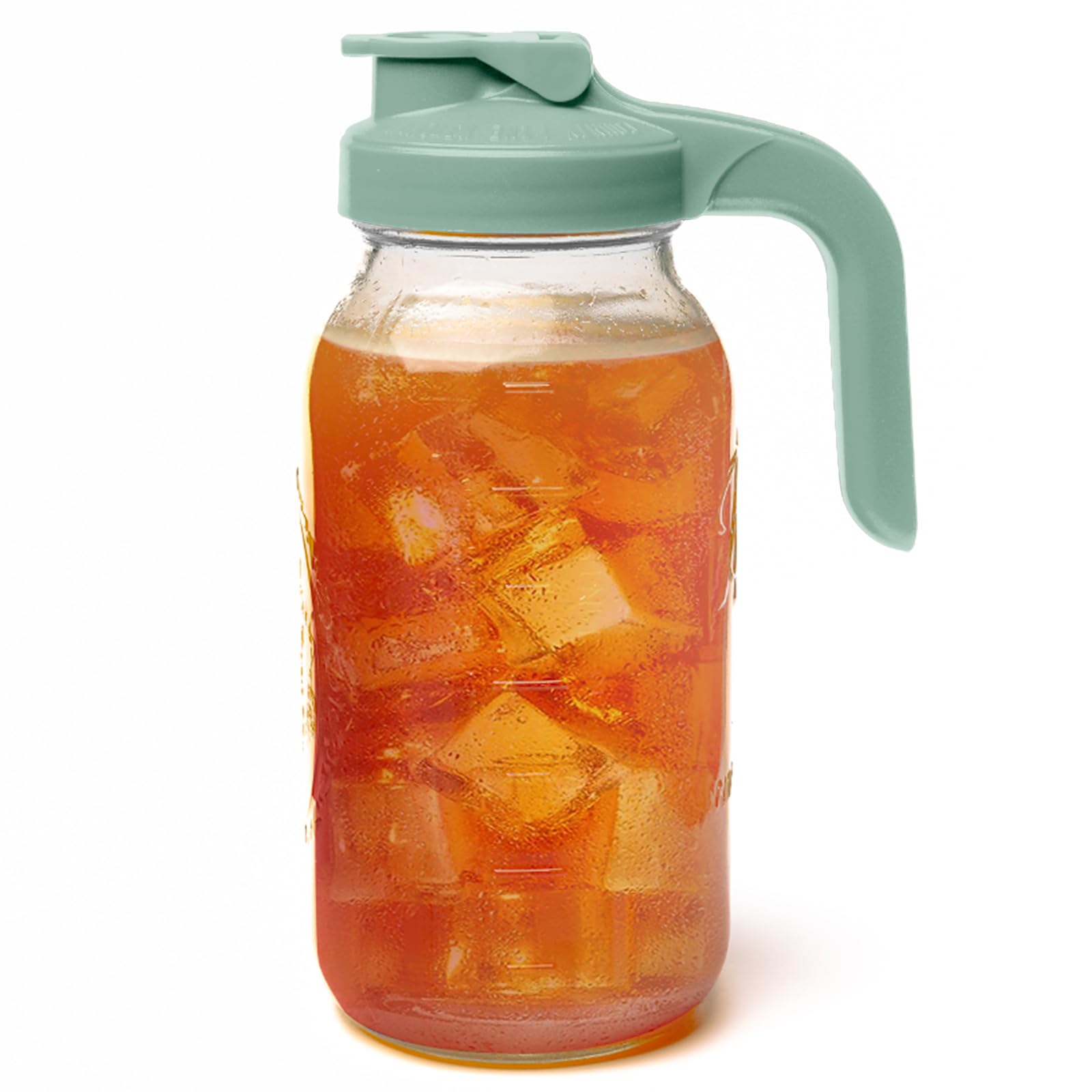 County Line Kitchen Glass Mason Jar Pitcher with Lid - Wide Mouth, 2 Quart (64 oz) - Heavy Duty...
