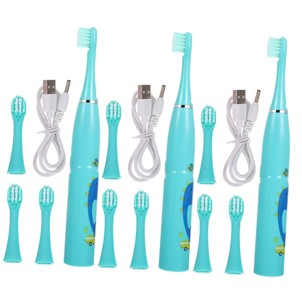 Didiseaon 3 Set spazzolino elettrico per bambini spazzolino elettrico ricaricabile Spazzolino elettrico cartoon spazzolini da denti per ragazzi spazzolino a setole morbide fornitura bambini