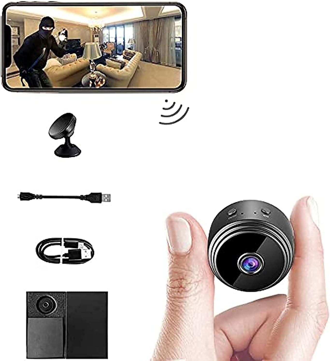 ALLBIZ Mini Camera WiFi Wireless Camera HD 1080P Portable Home Security Cameras Covert Nanny Cam Small Indoor Outdoor Video Recorder Motion Activated [2021 Version]