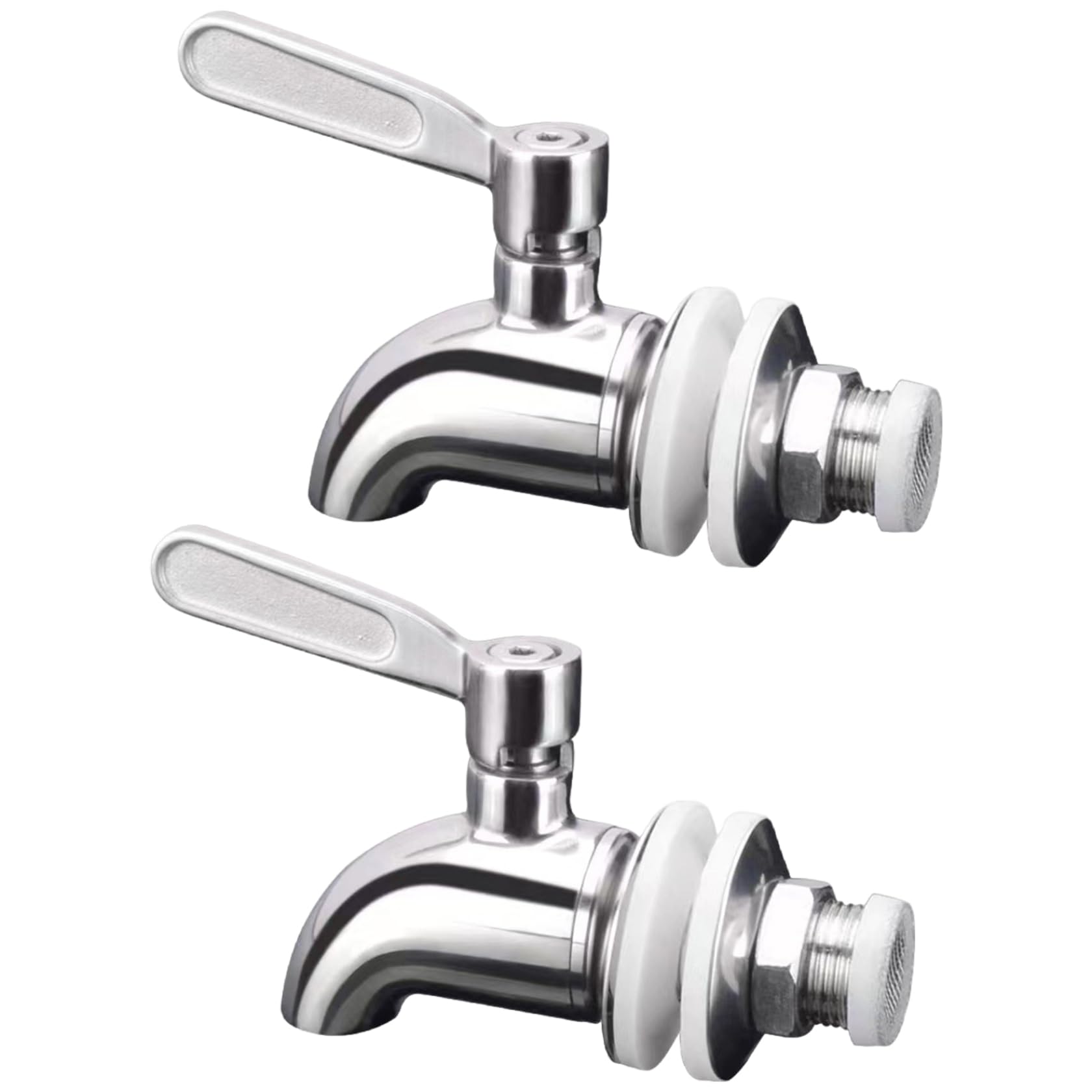 Ameble 2Pcs Stainless Steel Beverage Dispenser Spigot with Valve, No Leakage Replacement Water Dispenser Parts for Juice, Beer, Drinks, Coffee Urn
