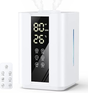 Humidifier Large Capacity, Top Water Filling 2025 New Arrival 6L Tank & UV Light Sterilization Tabletop Humidifier, Ultrasonic, Double Outlet, Powerful Humidification, 3-Level Humidification