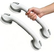 Grab Bars for Bathtubs and Showers 2 Pack Suction Grab Bar, Heavy Duty Shower Handle Removable Bath Handrails for Seniors and Elderly, Bathroom Safety Grip No Drilling Waterproof,Grey
