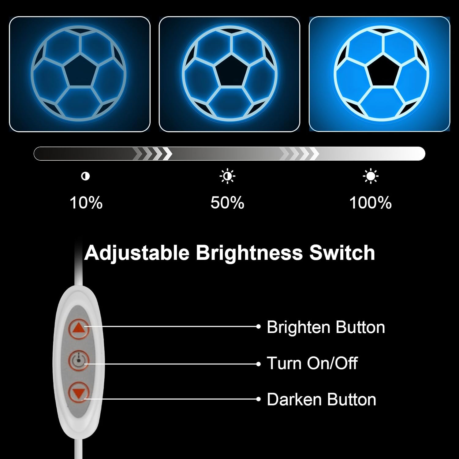 Soccer Neon Sign, Dimmable LED Football Neon Light for Wall Decor, Powered by USB Neon Sign Sports Light Up Sign for Teenager Girls Room Bedroom Kids Holiday Decor