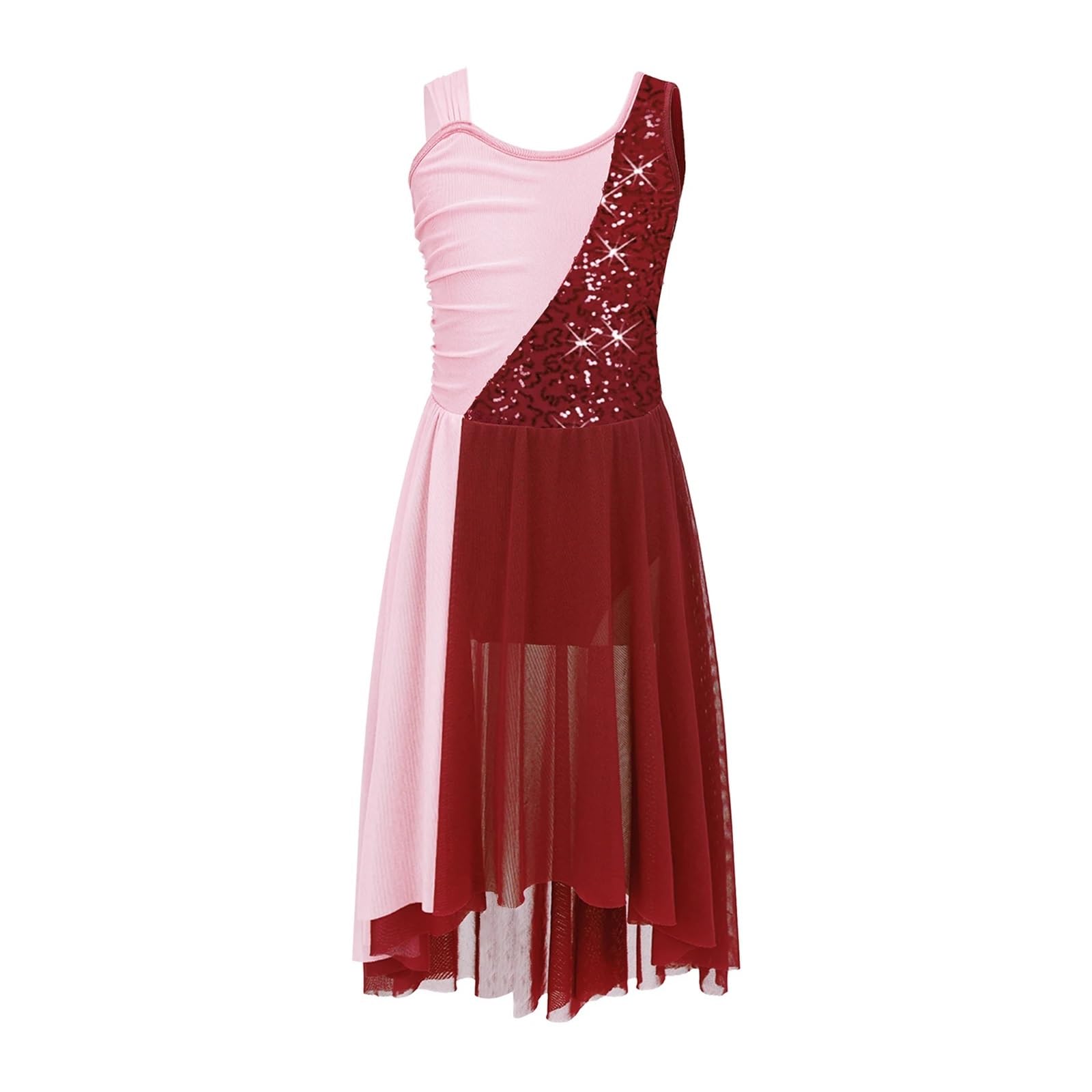 Vestido De Patinaje ArtíStico Vestido de baile lírico con lentejuelas for niñas, vestido de tutú de ballet for niños, leotardo de gimnasia, baile de salón, ropa de actuación de baile moderno Para Artí