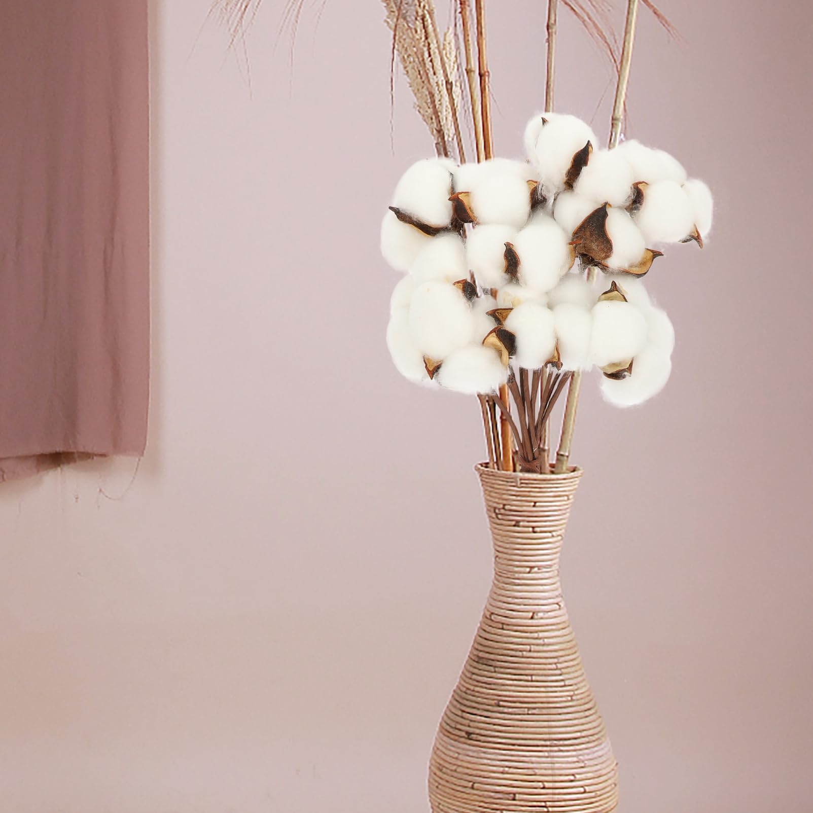 Cabilock 5 Ensembles Bouquet Coton Sec Fausses Fleurs en Mousse Tiges De Coton Séchées Fleur De Remplissage D'affichage Tiges Séchées Branche De Coton Coton Naturel