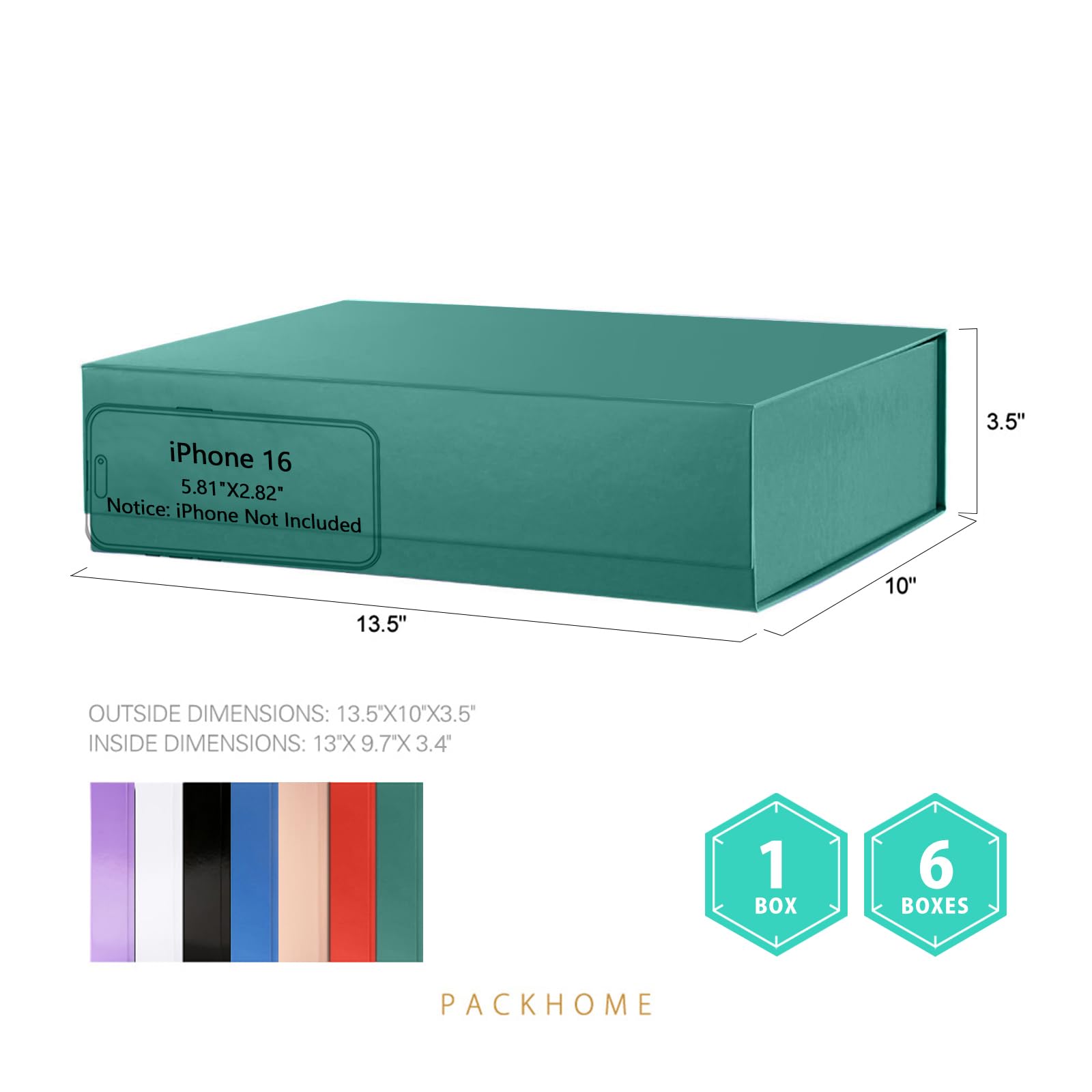 PACKHOME Valentines Day 6 Extra Large Gift Boxes 17.5x11.3x4.3 Inches, Sturdy Shirt Boxes With Magnetic Lids For Clothes And Large Gifts ( Glossy White - View #7