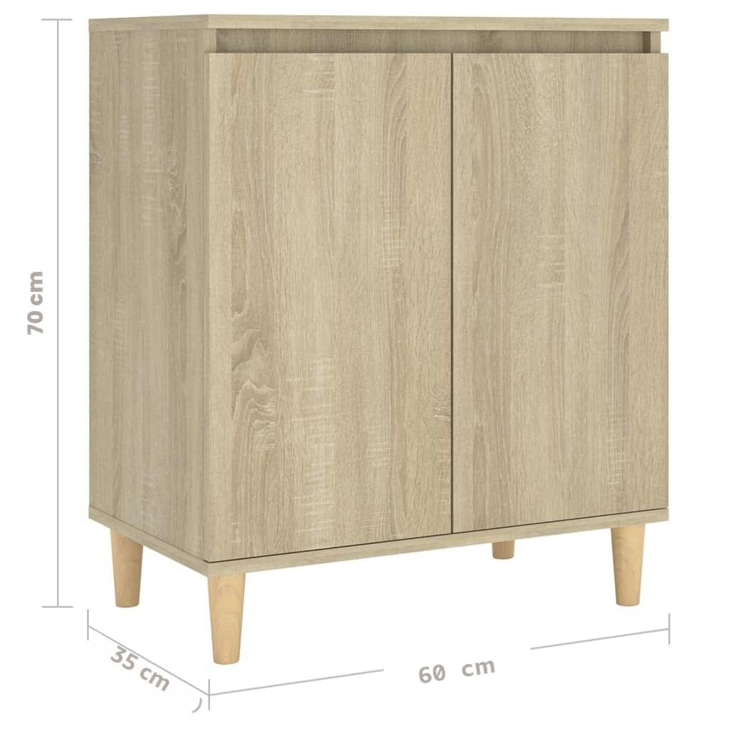 vidaXL Buffet avec Pieds en Bois Armoire Latérale Meuble de Rangement Armoire de Rangement Maison Intérieur Chêne Sonoma 60x35x70 cm Aggloméré