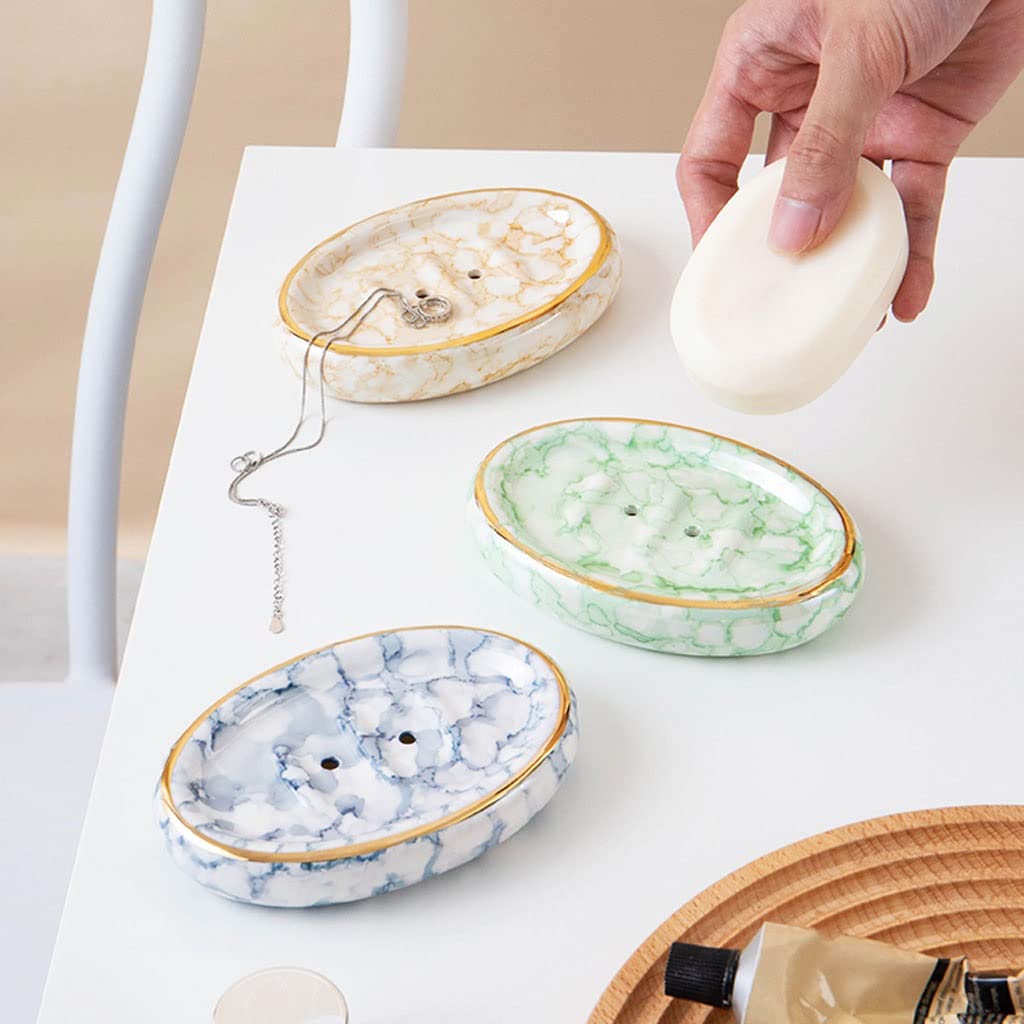 Jabonera Autodrenante Drenaje de cerámica nórdica jabonera de encimera con encimera lavabo interior baño baño inodoro drenaje jabón plato baño suministros de baño Jabonera Jabonera Guardar