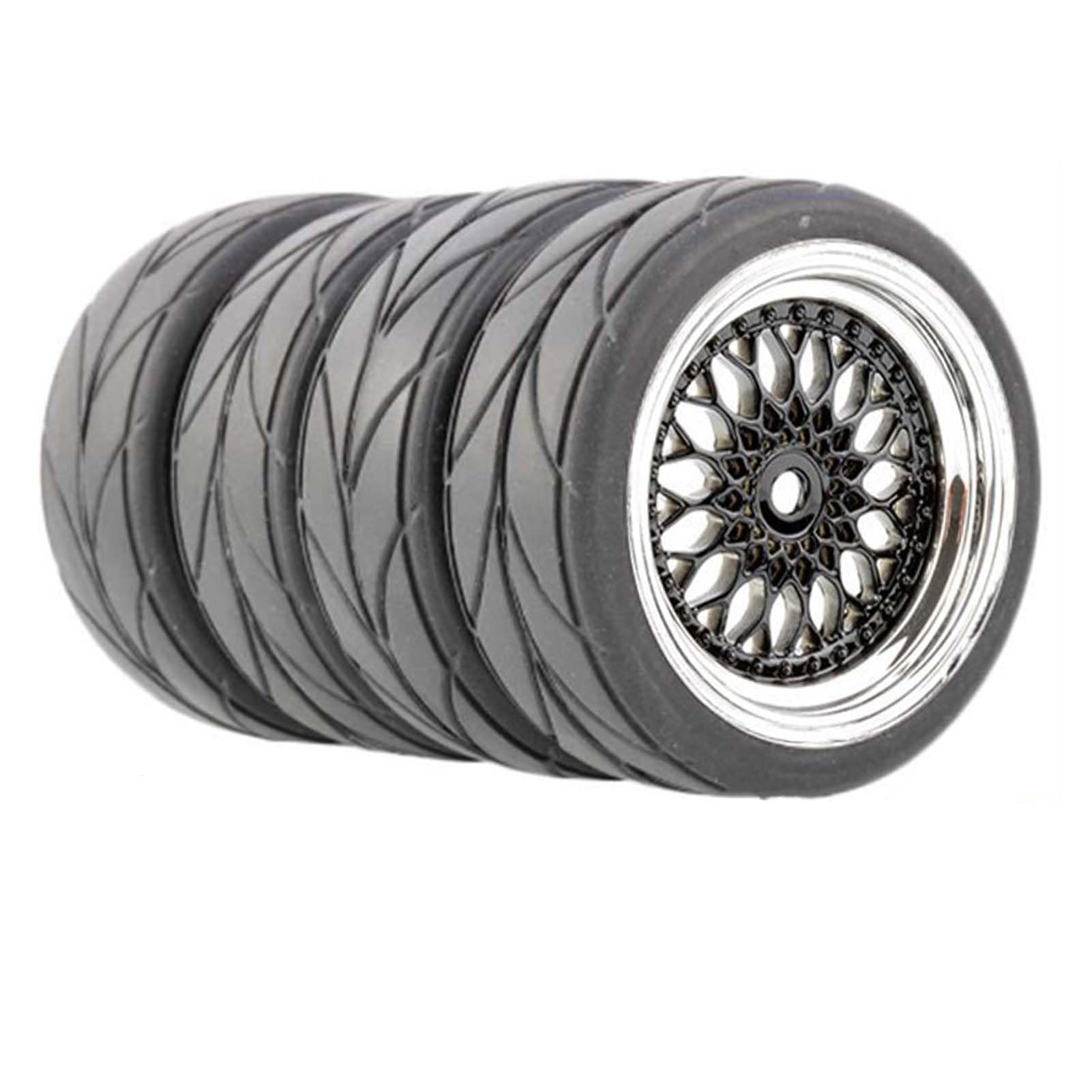 KEEDA RC Car 64 mm Rubber Tyres & 52 mm/2.05 Inch Plastic Rims Wheels for 1/10 RC On Road Touring Racing Drift Car (Offset Depth 3 mm - Image 3
