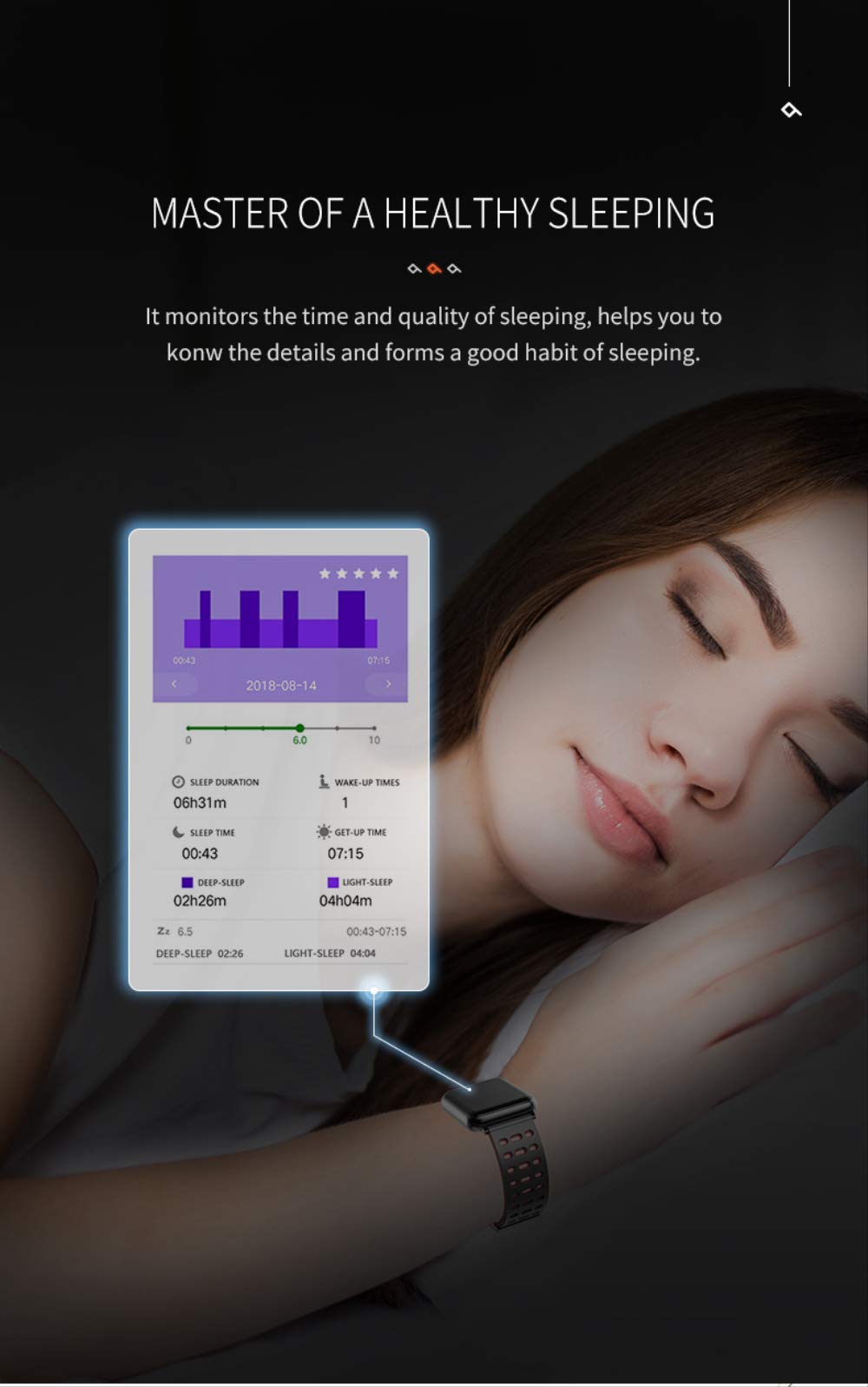 V5 Schermo A Colori Intelligente Lising Ambientale Bracciale Ecg E Ppg Elettrocardiogramma Frequenza Cardiaca Monitoraggio Dell'Ossigeno, Sport Orologio Impermeabile 24Cm Nero Puro