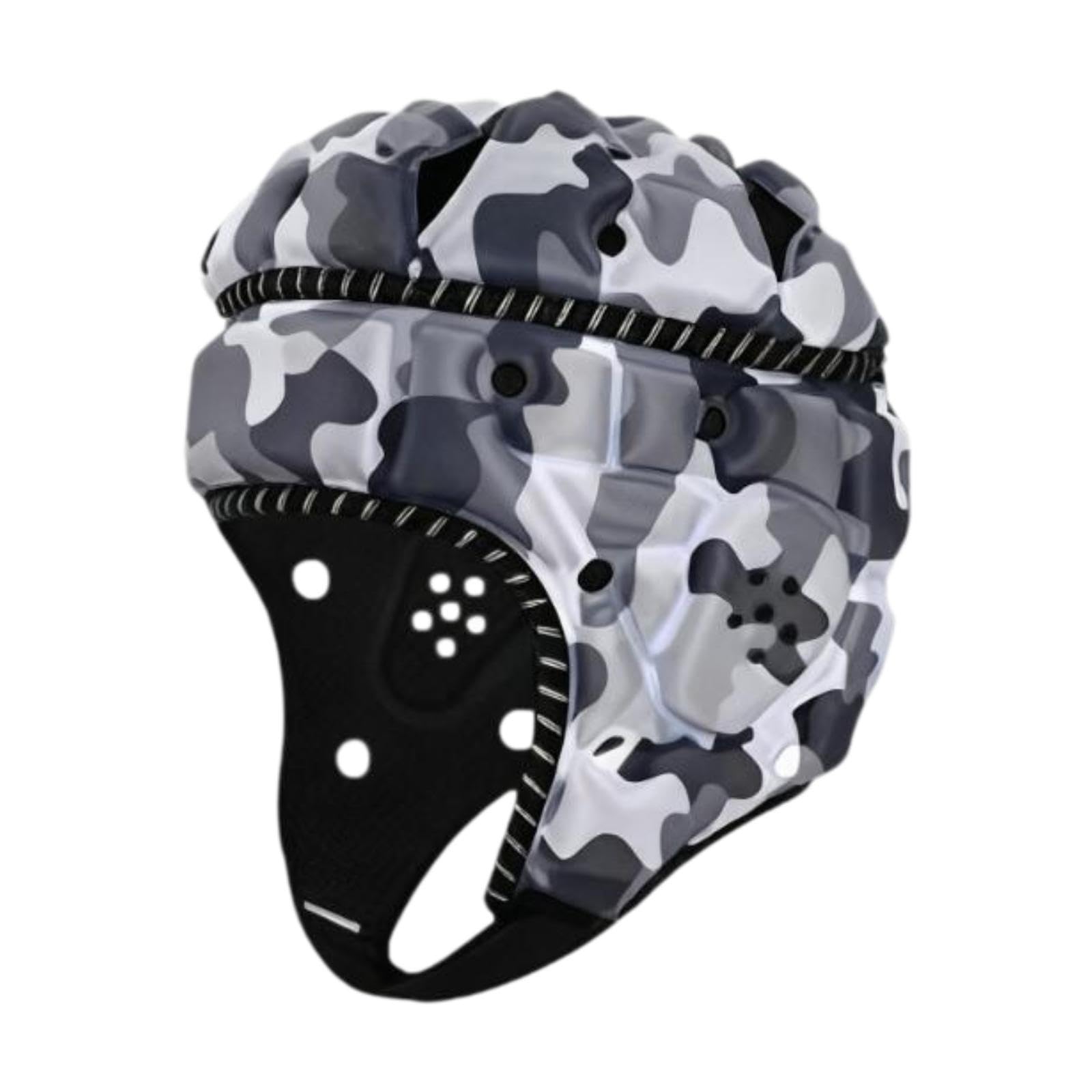 APLVFFZH Rugby Sports Cap Scrum Cap, Soft Padded Headgear for Adult, Football Helmet Breathable Equipment Head Protector, for Football Pitcher Match,Black White — image 1