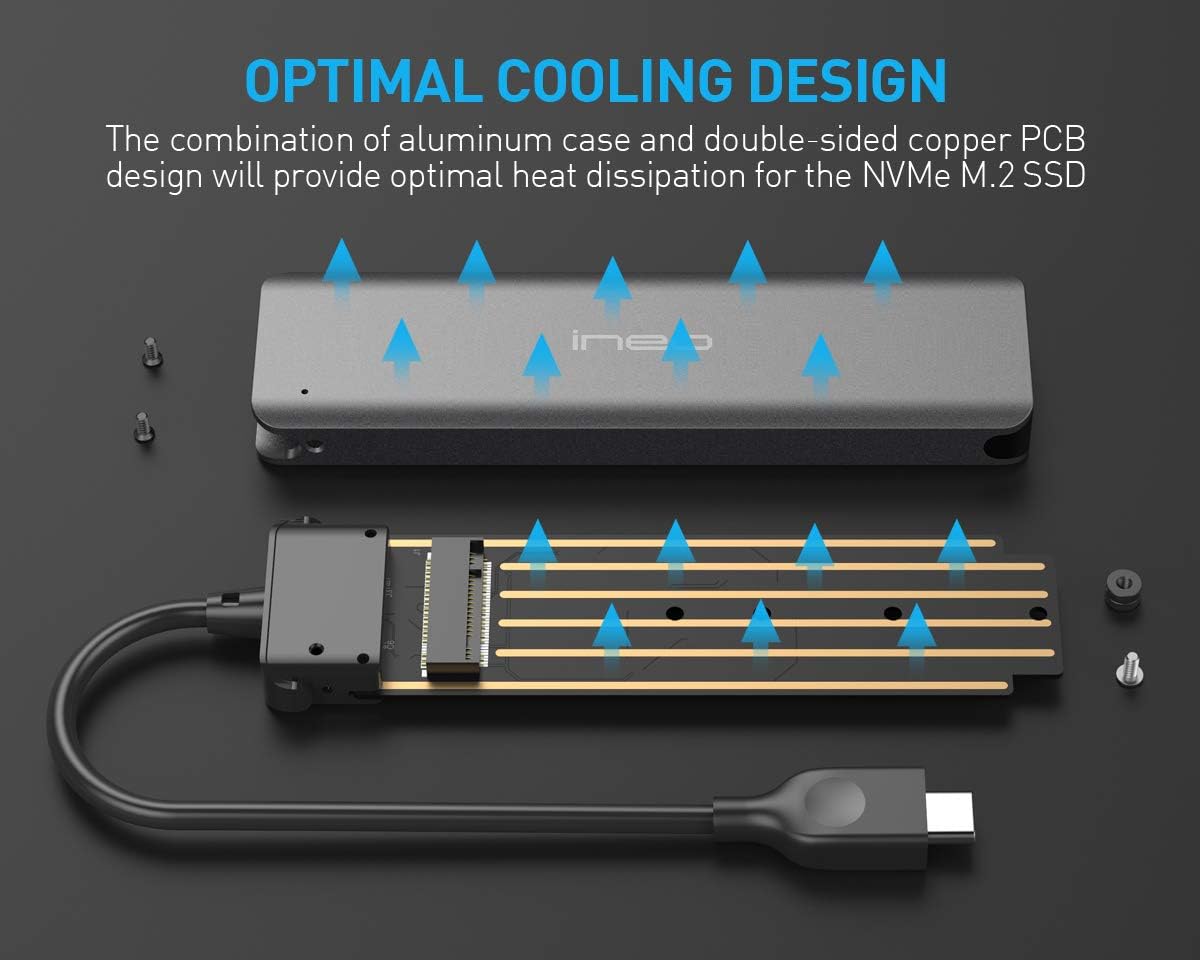 Blасk Frіdау - 40% оƒƒ ineo M.2 NVMe (PCIe) SSD USB 3.2 Gen 2 Type-C Aluminum Enclosure [C2592-NVME]
