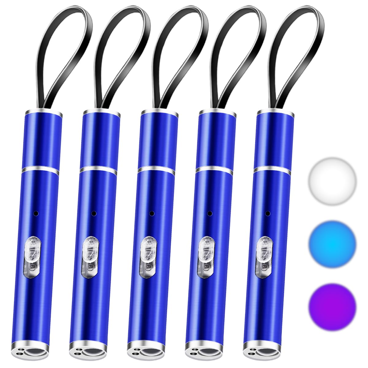 5 Pcs Rechargeable Pen Light Flashlight - 3 Modes Pocket Flashlight with UV Black Light and Blue Light for Repair Outdoor Work, 395nm UV Mini Flash Lights
