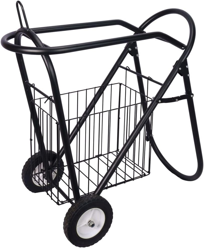 EASY-UP Saddle Caddy Wheeler | Easy Transportation | Heavy-Duty Construction | Removable Grooming Basket | Folds Flat for Storage | Color Black