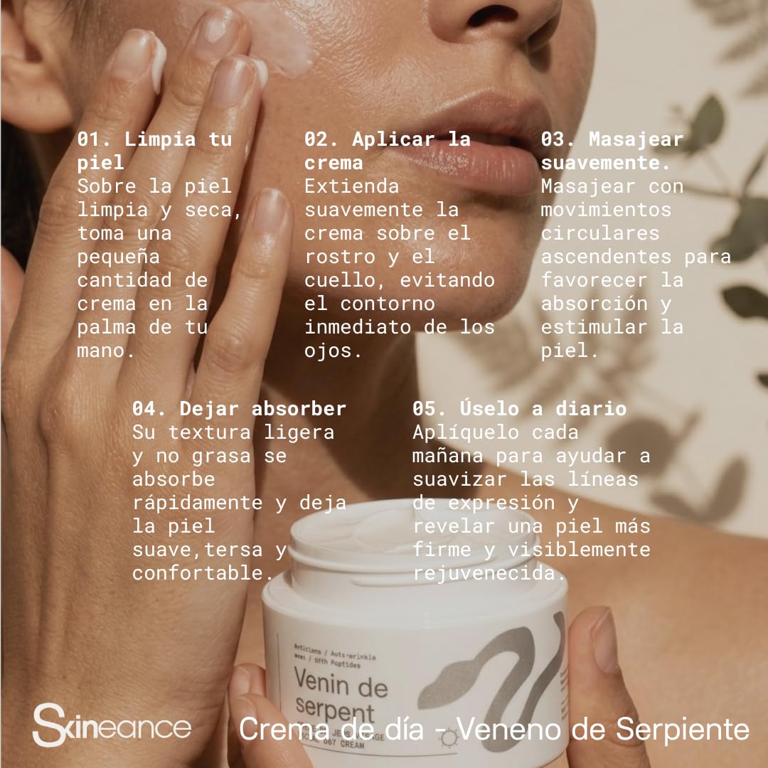 SKINEANCE - Set de crema de veneno de serpiente de 2 - Número 1 en Francia en la telecompra - Ingredientes activos anti-edad - Reduce las arrugas de expresión, la piel rugosa, y las ojeras