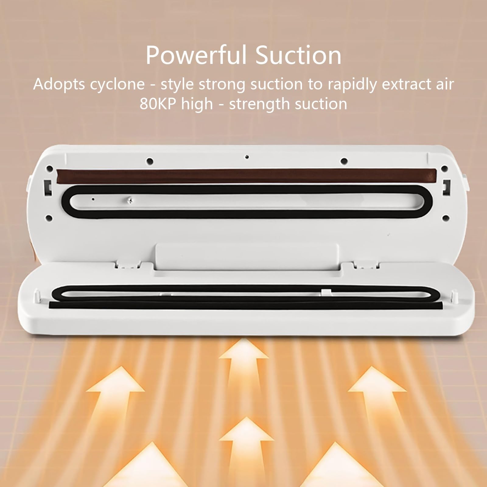 White Vacuum Sealer Machine for Food Preservation, 80kPa Powerful Suction, 5 Modes for Efficient Food Preservation, Compact Design 14.6x4.3x1.8in