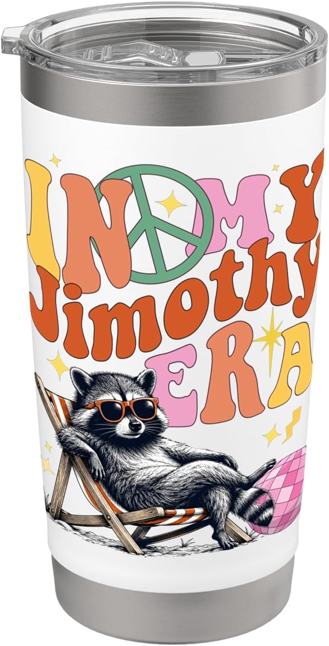 Groovy In My Jimothy Era Retro Animal Funny Raccoon Lovers Stainless Steel Insulated Tumbler