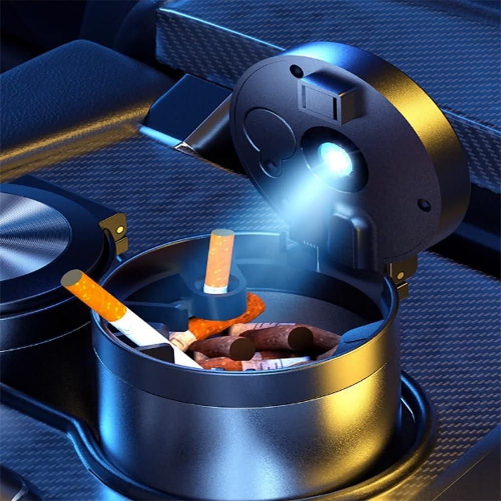 車載灰皿1個 適合ヒュンダイ スターレックス／H-1／サンタクルーズ用，コンパクトな折りたたみ式で、防塵ゴミ箱で車内を清潔に保ち、L