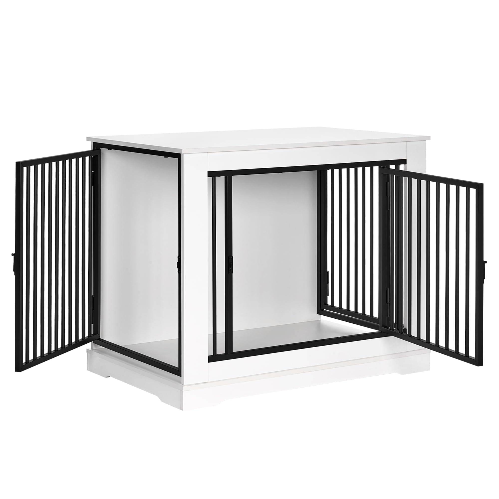 BEWISHOME 81cm Jaula para Perros, Mesa Auxiliar, casa Moderna para Perros, Jaulas para Perros de tamaño pequeño a Mediano, 3 Puertas, 81x55x67.5 cm, Blanco EMGL03W