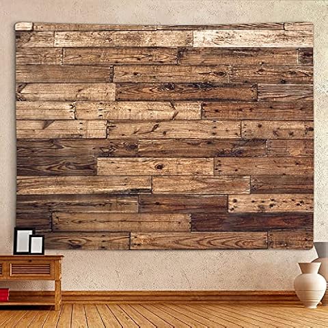 MERCHR Rustic Wooden Country Barn Door Tapestry Wall Hanging, Farmhouse Brown Wood Primitive Plank Wall Texture Tapestry Home Decor Living Room Bedroom 60X40 Inches Cover