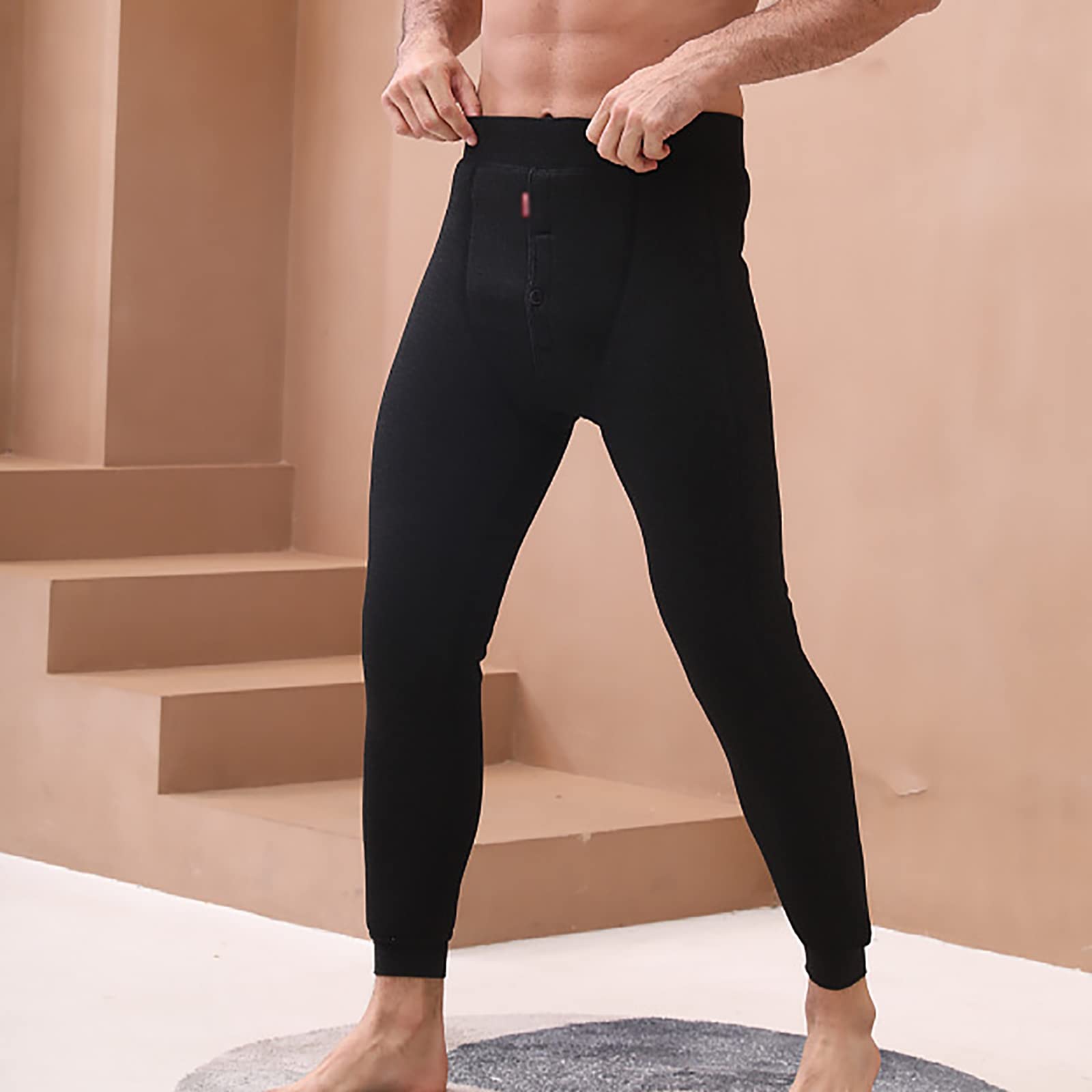 Uomo Pantaloni Leggings Termica Mutandoni Spesso Baselayer Caldo Pantaloni Biancheria Intima Inverno(Size:4XL,Color:Nero)