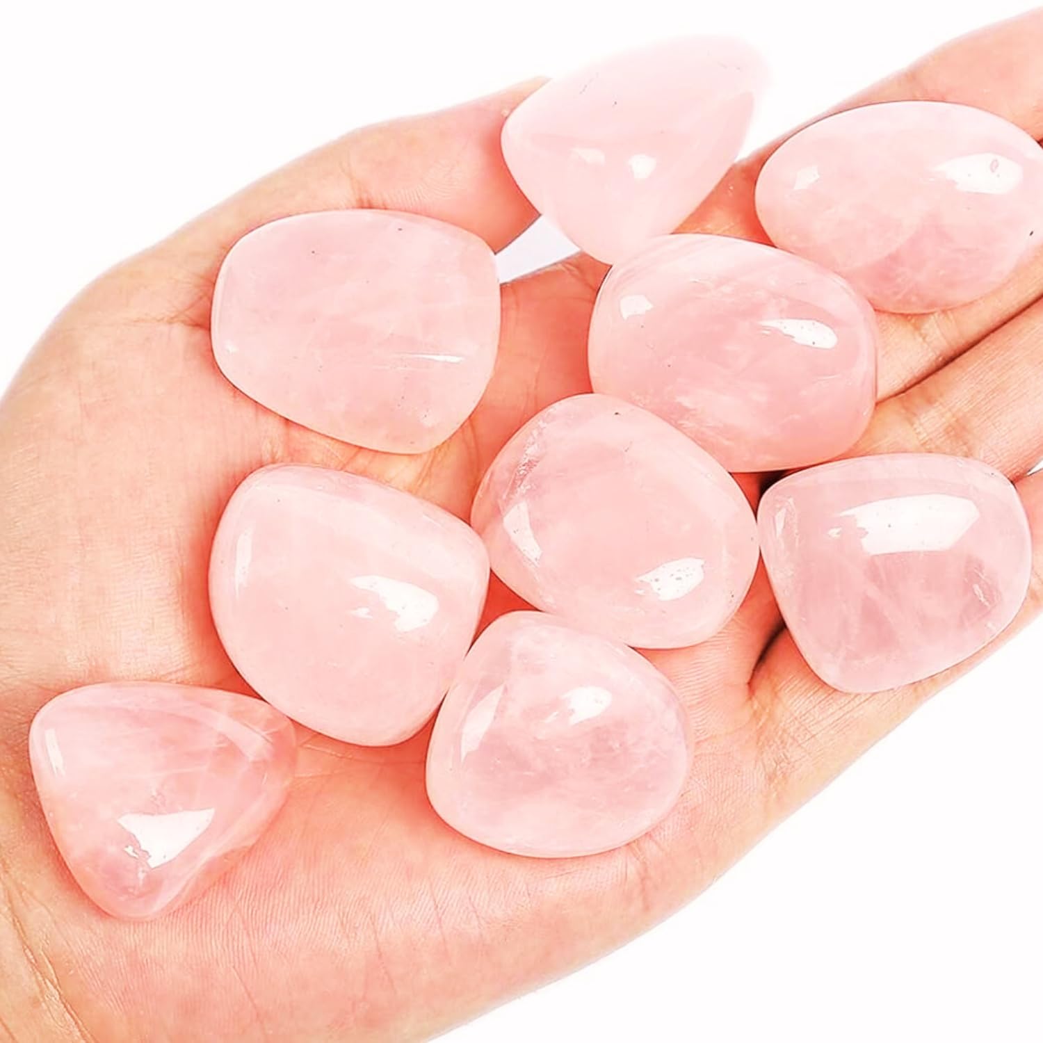 Cuarzo Rosa Piedra Natural Pulida - Set de 4 piedras con propiedades curativas